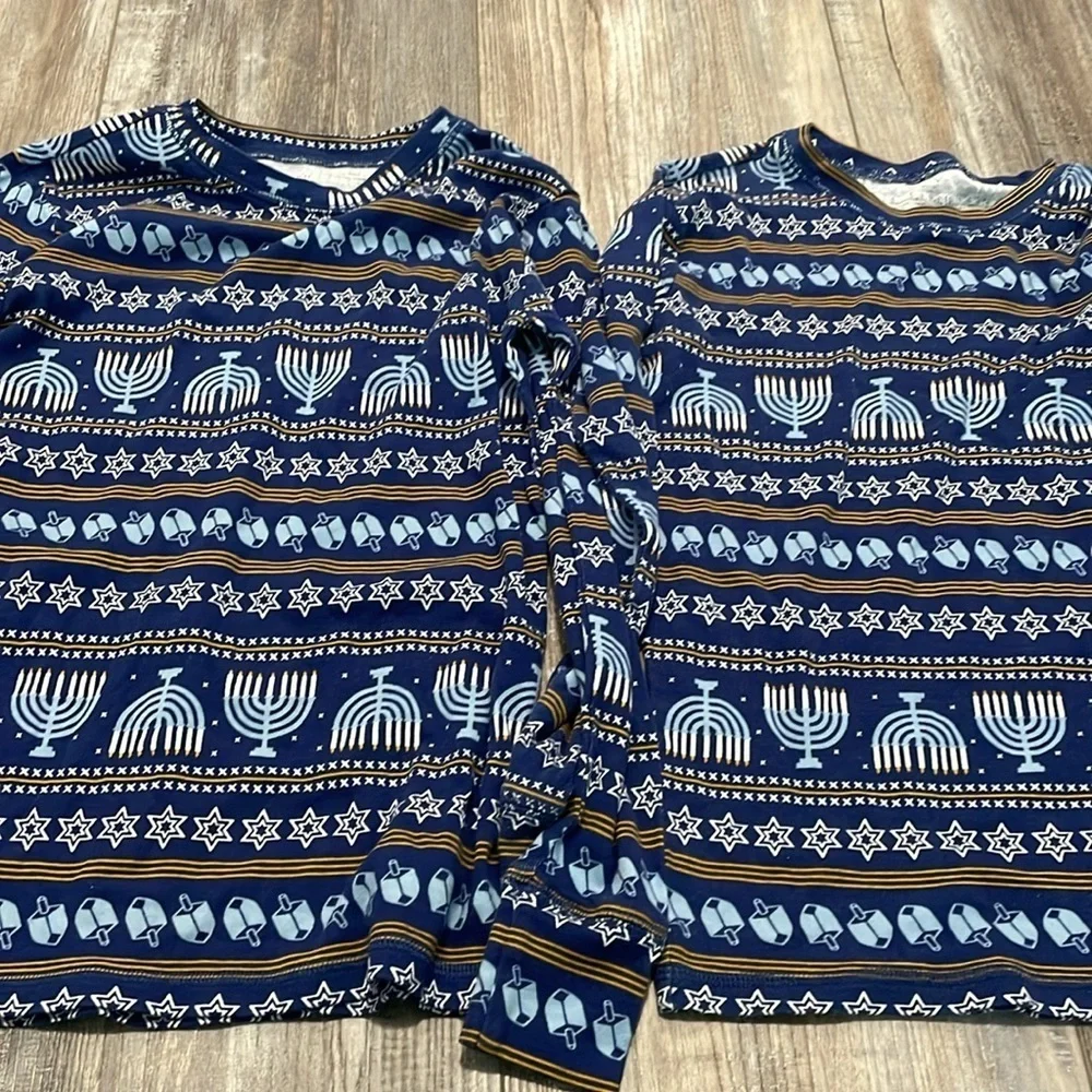 Gap Kids Blue Hanukkah long sleeve pajama top siblings set size 14